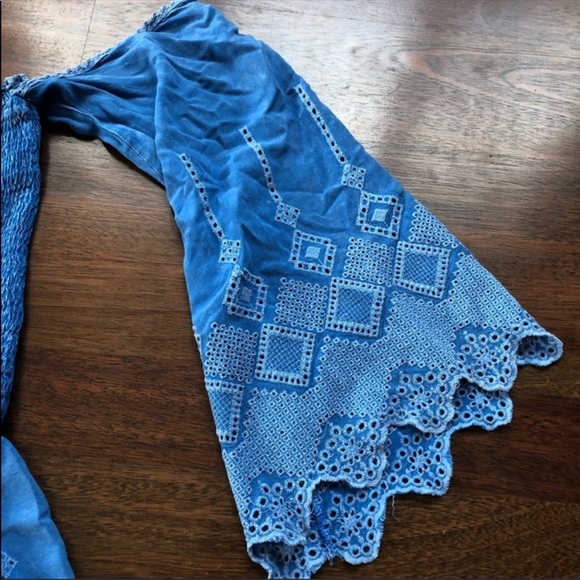 Detailed blue romper jumpsuit - Picture 7 of 9